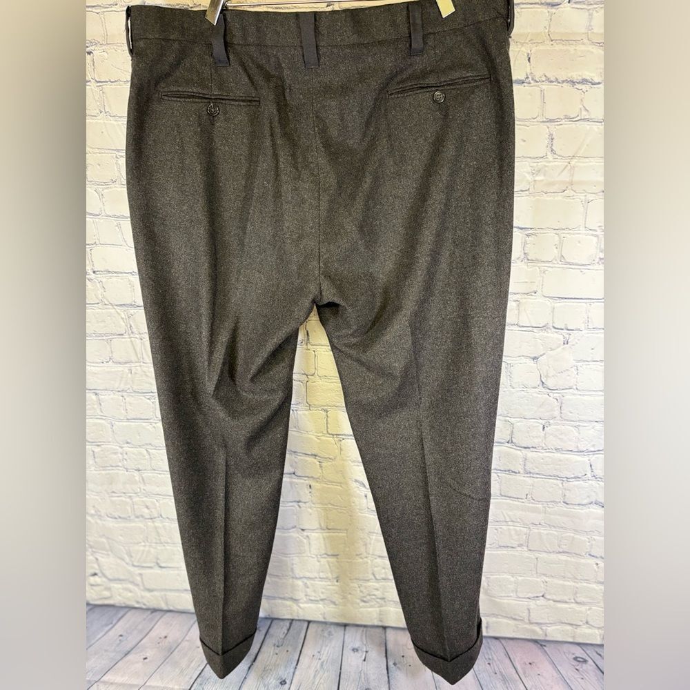 Ralph Lauren Collection Purple Label Gray Wool Flannel Cuffed Dress Pants 40 - Picture 2 of 13